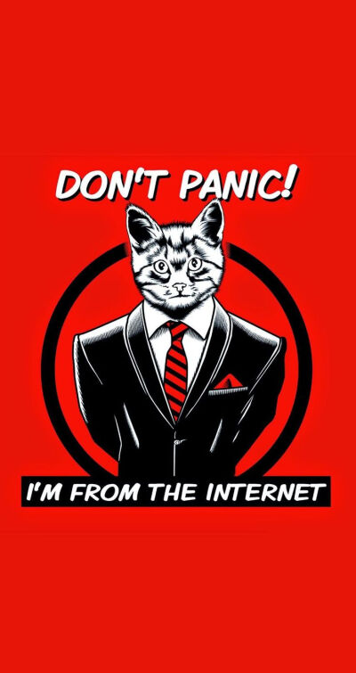 Don't panic! I'm from the Internet. Tap image for more cartoon wallpapers! - @mobile9 | Funny cute wallpaper for iPhone 4/4s, iPhone 5/5s/5c, iPhone 6 &amp;amp; 6 plus #cat