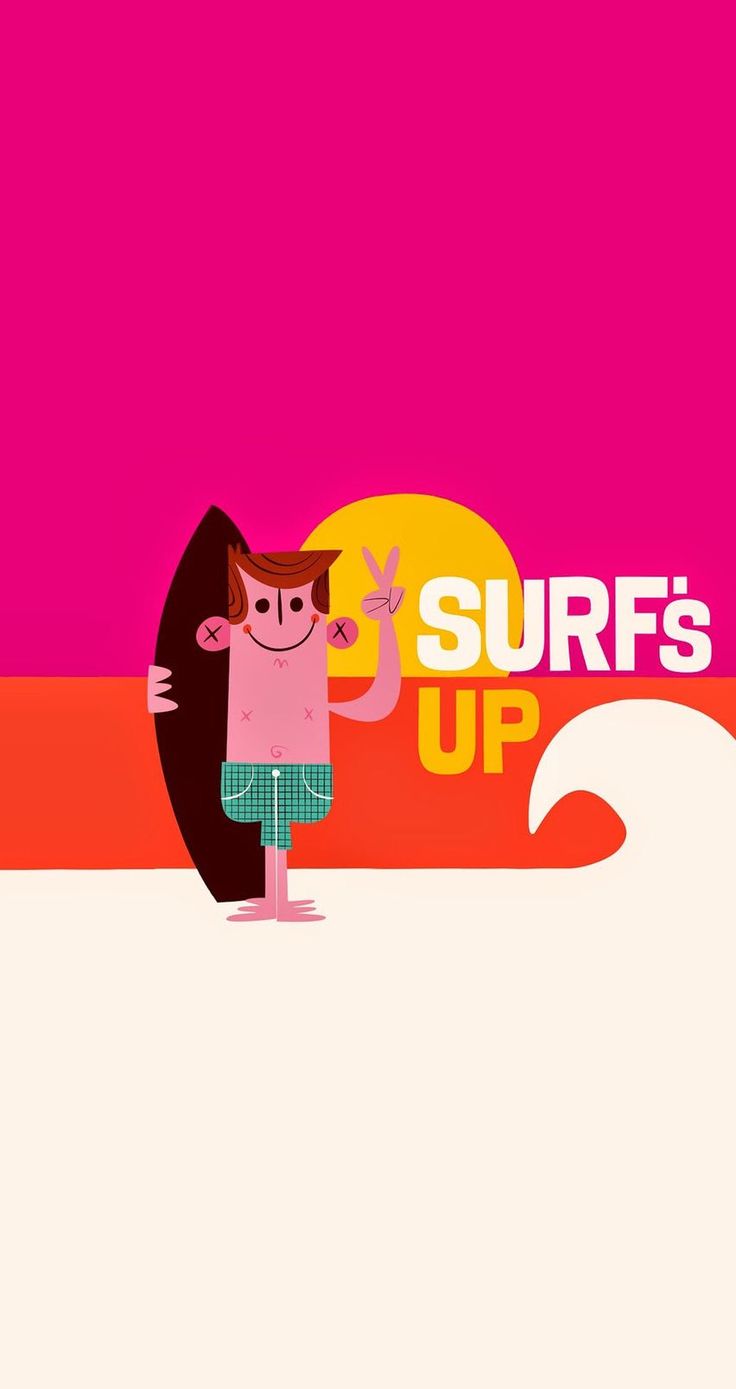 Surf's up. Tap image for more cartoon wallpapers! - @mobile9 | Funny cute wallpaper for iPhone 4/4s, iPhone 5/5s/5c, iPhone 6 &amp;amp; 6 plus #quotes