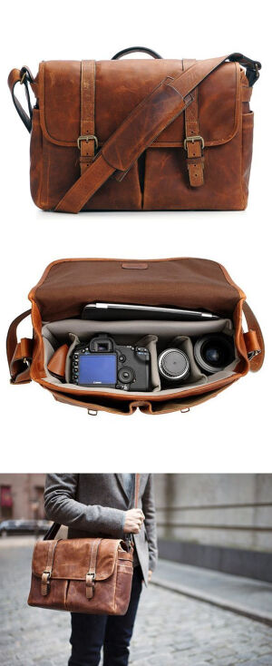 Cognac Camera Messenger Bag