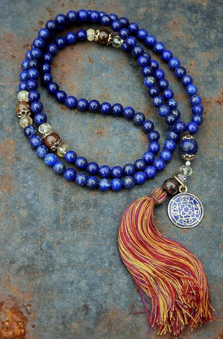 Lapis Lazuli Mala necklace - Made by look4treasures