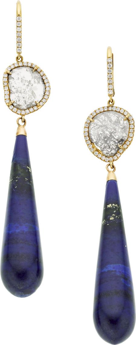 Susan Foster Diamond, Lapis Lazuli, and Gold Earrings