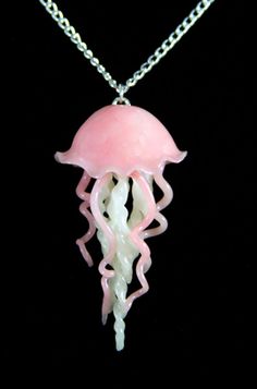 Pink Jellyfish Necklace Jewelry Handmade by NeverlandJewelry, $27.00