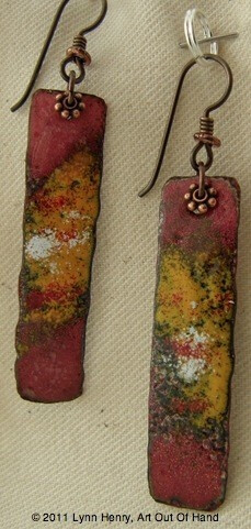 Enameled Copper Earrings by artoutofhand on Etsy, $36.00