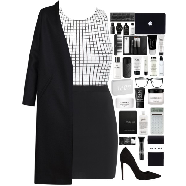 A fashion look from January 2015 featuring white shirt, merino wool coat and pencil skirt. Browse and shop related looks.