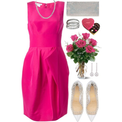 #Fashion #valentinesday2015 #valentines #valentine #pink #girly #style #inspiration #holiday #dinnerdate #diamonds #dress #polyvoreeditorial #simple #collage #fashionista #jewelry #feminine