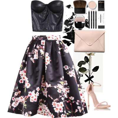 #fashion #midi #skirt #idiskirt #florals #darkflorals #heels #black #pink #leather marcjacobs #flower #beauty #fashion #clutch #illamasqua #romwe