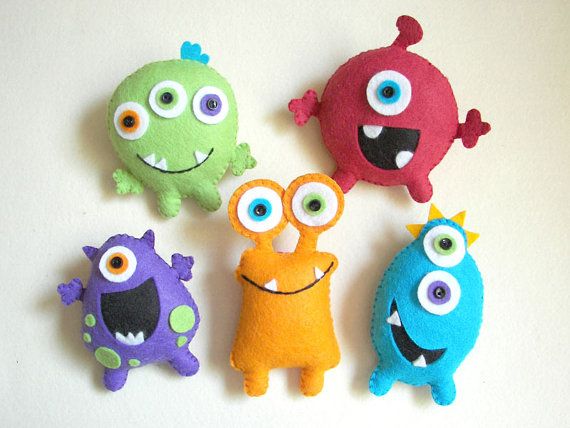 So cute... Plush toys Felt toys Monster Monster Friends by atelierbloom, $15.00