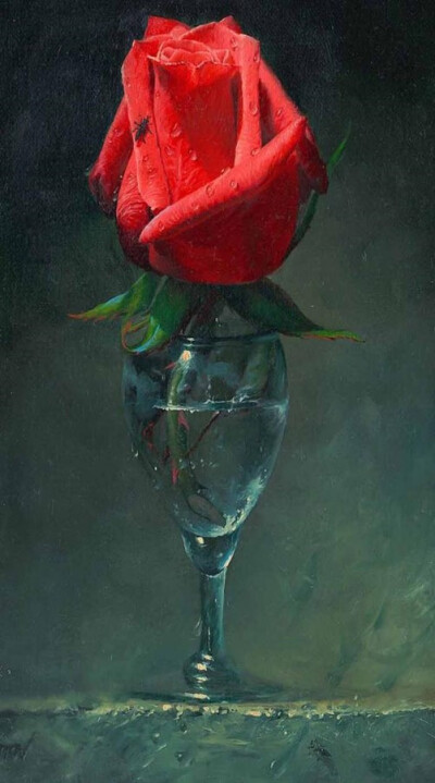 情人節的玫瑰花畫。