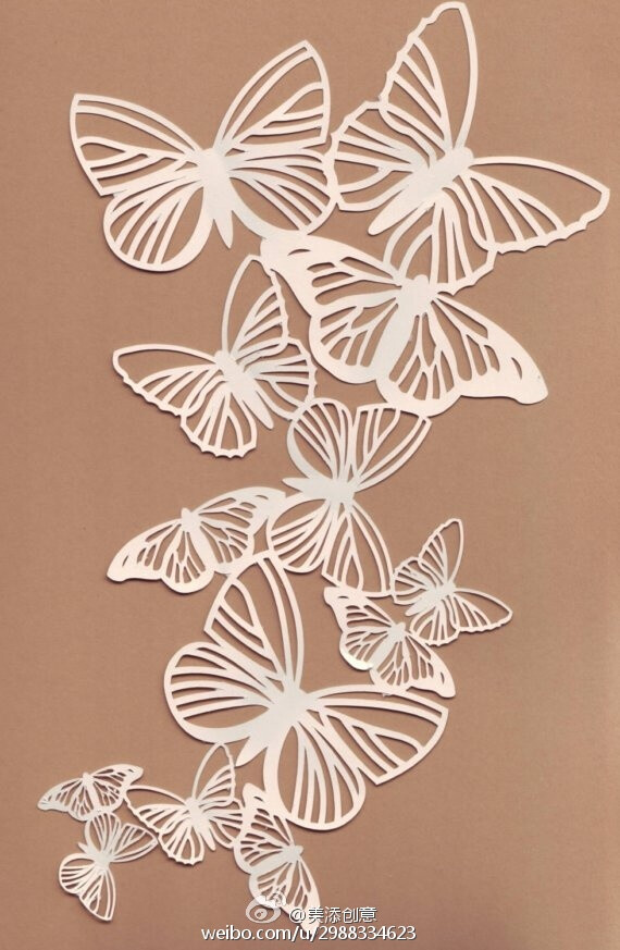 #美添爱剪纸# 剪纸素材--蝴蝶。【Hannah Greenwood.图】