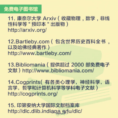 实用帖：全球免费开放电子图书馆地址↓↓ 速度收藏，论文季，马起来~