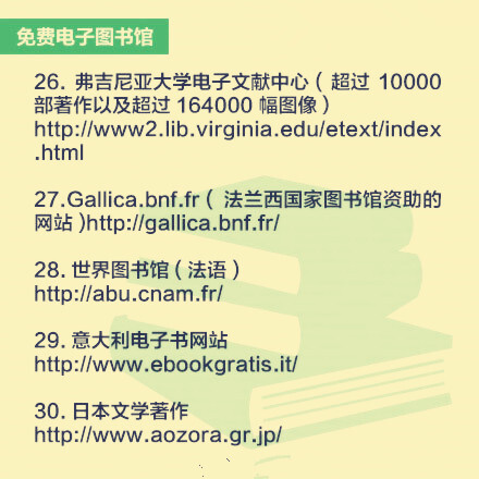 实用帖：全球免费开放电子图书馆地址↓↓ 速度收藏，论文季，马起来~