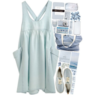 Song: The Kooks - Young Folks #flatforms #dress #babyblue @polyvore-editorial @polyvore