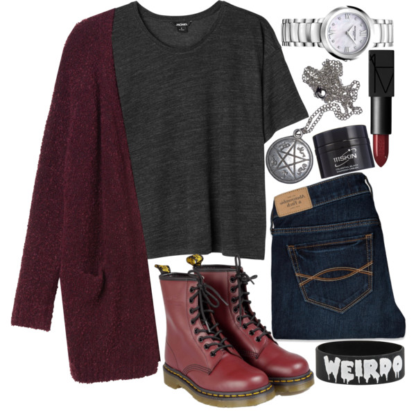 A fashion look from September 2014 featuring t shirts, knit cardigan and blue jeans. Browse and shop related looks.