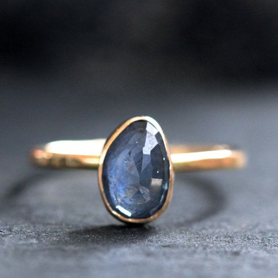 Soft Blue Sapphire Ring in Recycled 14k Solid Gold - Rose Cut Sapphire on Etsy, $400.00