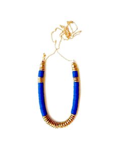 Blue brass necklace