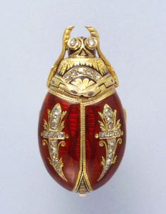 19th Century Swiss gold and enamel brooch watch in the form of a beetle.