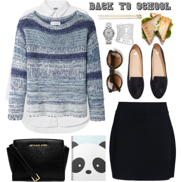 #black #Blue #school #skirt #Sweater #marcjacobs #HM #autumn #StreetStyle