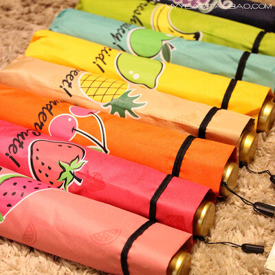 ：光年美伞！韩国可爱 糖果色水果铅笔 银胶防紫外线 遮阳伞晴雨伞