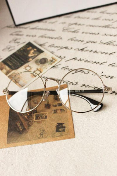  韩国ulzzang原宿森林系复古古着眼镜圆形金属镜框眼镜平光镜