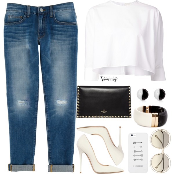 #fashion #fashionset #clothes #clothing #outfit #outfits #outfitonly #ootd #jeans #trousers #croppedjeans #tops #tees #shirts #croptops #croptop #heels #shoes #bags #clutch #iphone #bracelets #spring #blackandwhite #black #white #denim