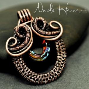 Wire Wrapped Steampunk Handlebar Mustache Copper Pendant by megan