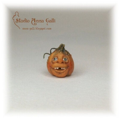 1/12, 1/16, 1/24 Scale OOAK Miniature Collectible Pumpkin Jack O'Lantern Fairy Fantasy Halloween Witch Doll House by Anna Galli by louellaa