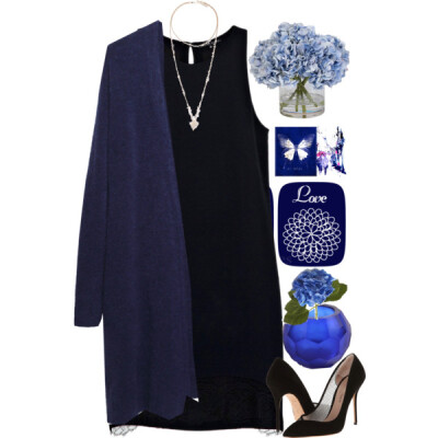 A fashion look from January 2015 featuring black dress, long sleeve tops and black pumps. Browse and shop related looks.