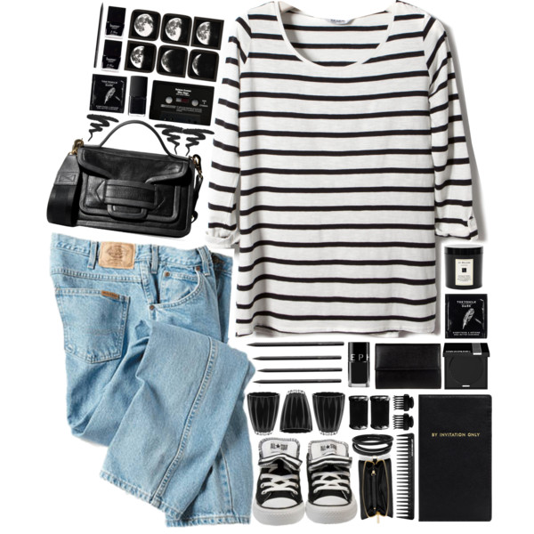 Song: Radiohead - Karma Police #stripes #converse @polyvore-editorial @polyvore