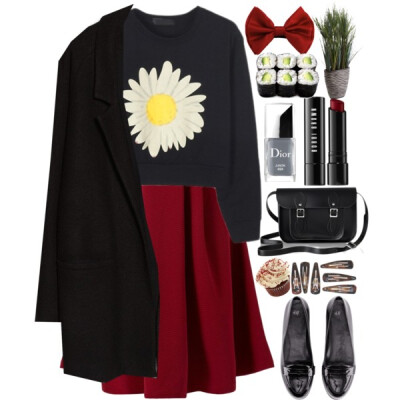 A fashion look from January 2015 featuring black top, mango coat and midi skirt. Browse and shop related looks.