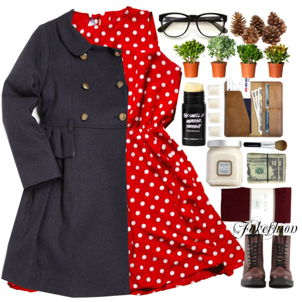 A fashion look from January 2015 featuring polka dot dress, j crew tights and wellington boots. Browse and shop related looks.