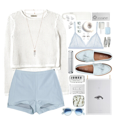 A fashion look from March 2015 featuring white crop top, lace lingerie and colorblock shoes. Browse and shop related looks.