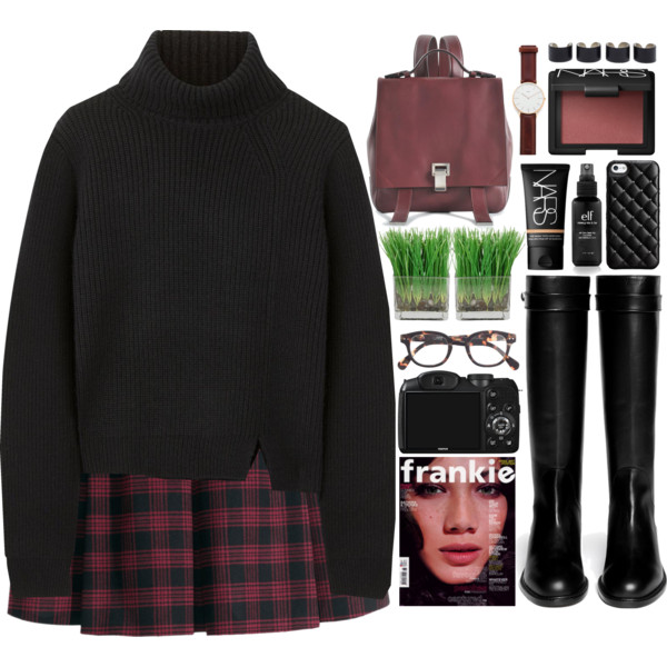 #set #fashion #ootd #Boots #plaid #plants #polyvore #polyvoreeditorial #Winter2014 #skirt #cute