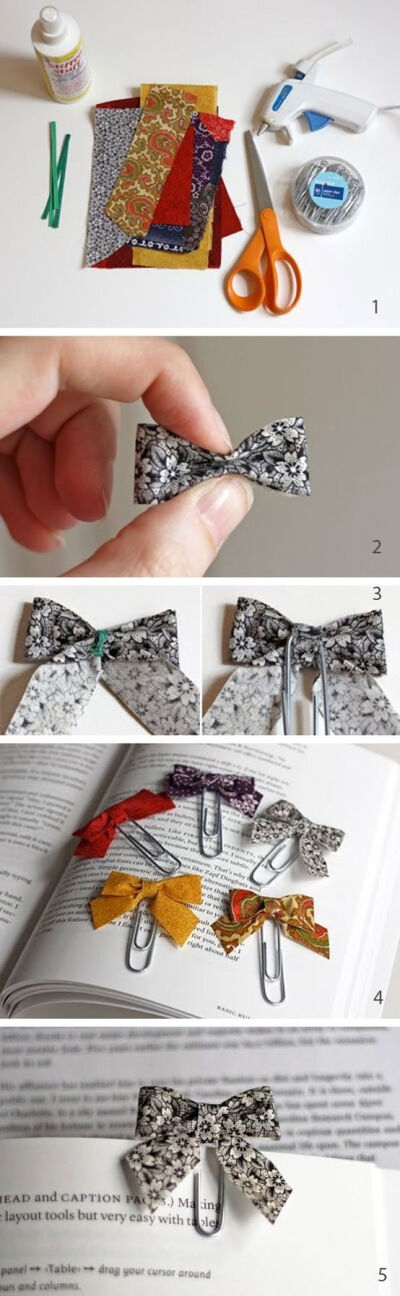 diy bow bookmark - so cute!