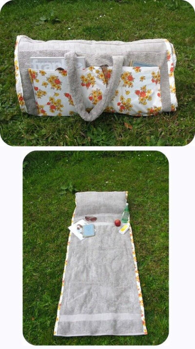 Probably the most useful sunbathing diy ever!!! DIY Repurposed Towel - 35 Summery DIY Projects And Activities For The Best Summer Ever