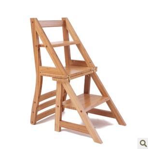 梯椅两用折叠椅，踏脚椅既稳固又安全还结实，上面还有指孔方便搬抬。在上层书架拿本书，衣柜里把被褥收进去，顶上换灯泡等。比凳子好用而且稳当再也不怕够不着啦。松木折叠椅靠背凳子梯子/实木板凳脚凳/家用梯椅两用