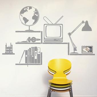 shelf 个性另类创意DIY组合 书架办公室书房装饰墙贴纸 雅风墙贴