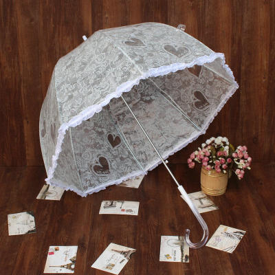 玫瑰花边拱形透明雨伞 蕾丝透明伞 自动长柄伞晴雨伞