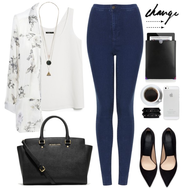 A fashion look from May 2014 featuring mango shirt, zara blazer and vintage skinny jeans. Browse and shop related looks.