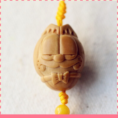 【佩刀宝贝】橄榄核雕 单籽 Q版可爱加菲猫挂件