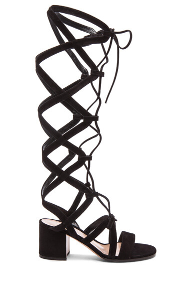 Gianvito Rossi Gladiator Suede Heels in Black Suede