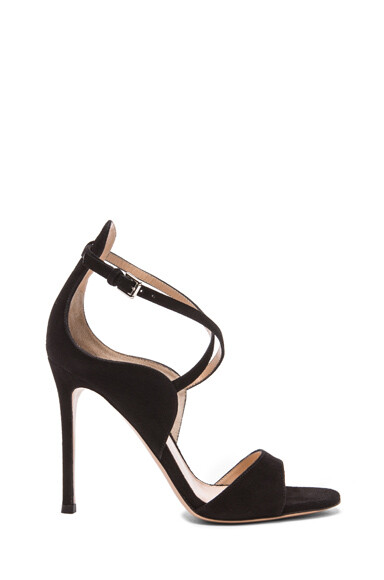 Gianvito Rossi Strappy Suede Heels in Black Suede