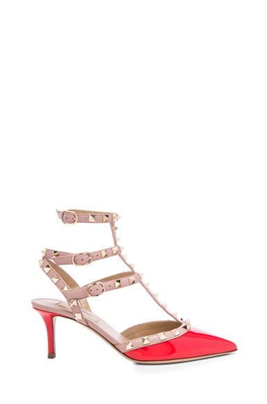 Valentino Rockstud Patent Slingbacks T.65 in Patent Deep Orange