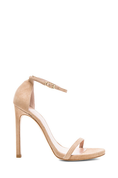 Stuart Weitzman Suede Nudist Heels in Nude Suede