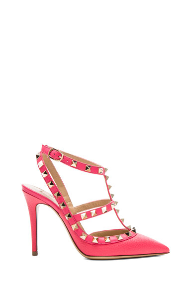 Valentino Rockstud Leather Slingbacks T.100 in Deep Rose