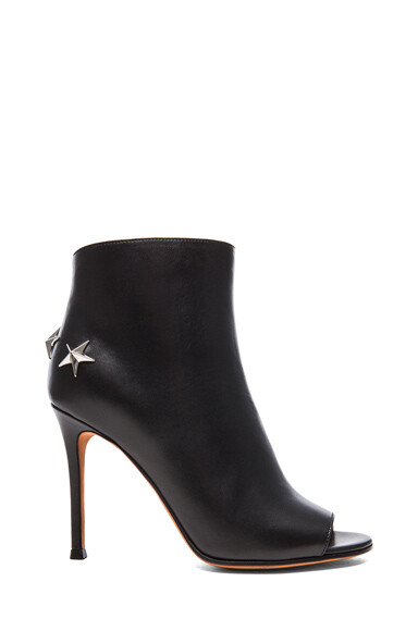 GIVENCHY Peep Toe Bootie with Silver Star Detail in Black