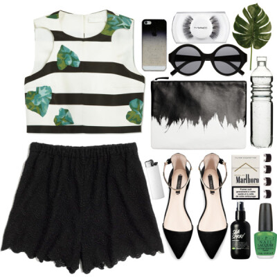 #plants #green #black #white #blackandwhite #lace #laceshorts #croptop #zara #mac #madwell #honorroca #monki #clutch #lespecs #iphone5 #opi #lush