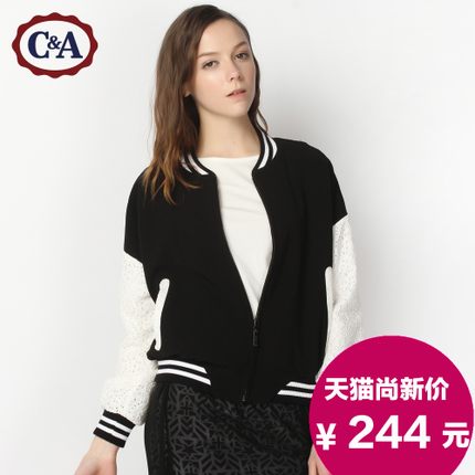 C＆A2015早春新款女式蕾丝拼接撞色棒球外套|CA200149349