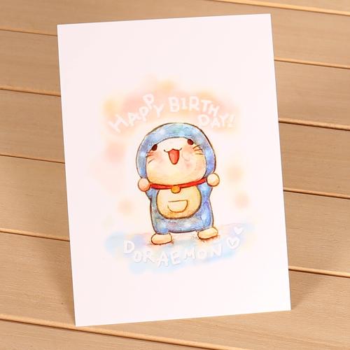 全店满28卡通生日快乐明信片生日祝福卡片一套2张入