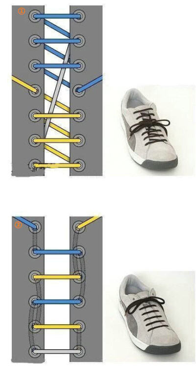 实用帖：超全的十七种绑鞋带的方法！非常实用，一起学起来！更多实用技能请关注技能君！ O十七种鞋带系法