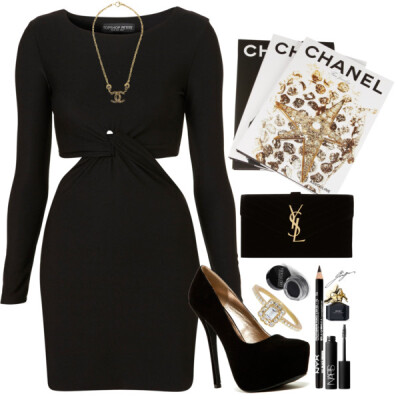 A fashion look from November 2014 featuring petite cocktail dress, qupid shoes and black purse. Browse and shop related looks.